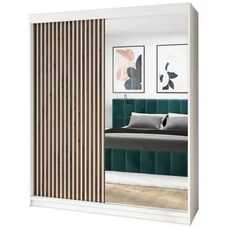 A&J MöbelLand Schwebetürenschrank MIT 160 x 215 x 59,5 cm Weiß