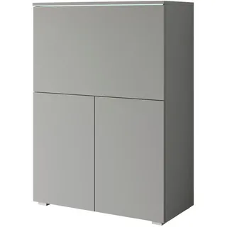 P & B Sekretär, Grau, Kunststoff, rechteckig, 90x125.1x42 cm, Fsc, Stauraum, Arbeitszimmer, Schreibtische, Sekretäre