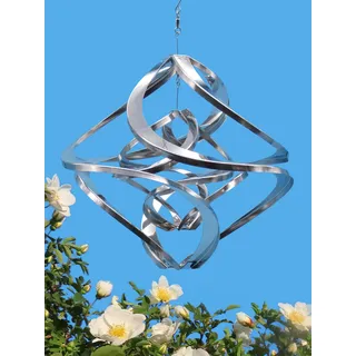 POMMERNTRAUM ® | Edelstahlwindspiel ROSTFREI Windspiel Edelstahl Winddancer Double-Twister Twister Gartendekoration GartenKunst (30 cm ohne Kristall)