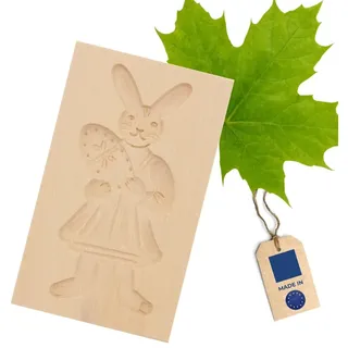 HOFMEISTER® Spekulatiusform, 1 Bild, Osterhasenfrau, Backform aus Holz, Ostern, Osterbrunch, 15 cm
