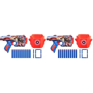 Nerf Marvel Captain America Dart-Blaster mit 10 Nerf Elite Schaumstoff-Darts und Holster für Munition, Outdoor-Spielzeug mit Abschussvorrichtung und Spannschlitten, originelles Geschenk