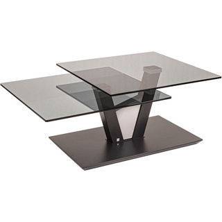 vierhaus Couchtisch, Glasplatte drehbar, rollbar, grau