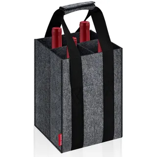 Eurhomewit Flaschentasche 4 Flaschen Flaschenträger, Filz Flaschen Tasche Wiederverwendbar Männerhandtasche für Bierflaschen Weinflasche Getränketasche - Dunkelgrau