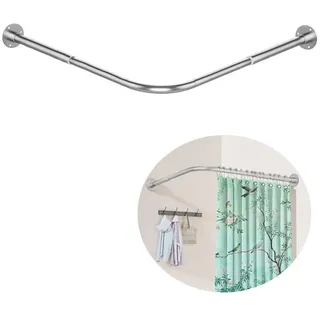 Zyronn Duschvorhangstange L-Form Edelstahl – Verstellbar mit Bohrmontage, für Badezimmer & Badewanne silberfarben