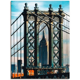 Artland Wandbild New York Manhattan Bridge, Brücken (1 St), als Leinwandbild, Wandaufkleber in verschied. Größen blau 60 cm x 80 cm
