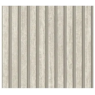 A.S. Création PintWalls Vliestapete mit Wandpaneel-Motiv 0,53 x 10,05 m 391095 Grau/Creme