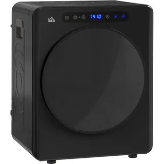 HOMCOM Mini Ablufttrockner 5kg Wäschetrockner mit Sterilisation, Schwarz | 6 Programmen bis zu 60°C, 1000W Trockner mit Touch-Screen, Knitterschutz, Edelstahltrommel, Extra-Trocken-Modus