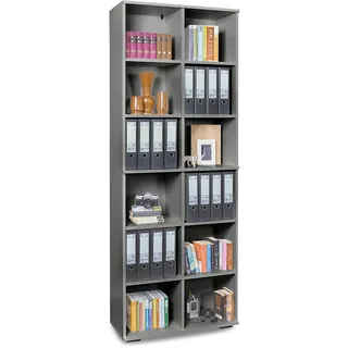 mutatio Regal Groß - Aktenregal - Ordnerregal [Viel Platz für Ordner] Standregal - Bücherregal - Grau ca. B80,2cm x H214,7cm x T35cm| Büromöbel