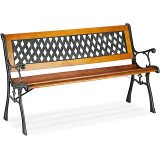 Relaxdays Gartenbank 73 x 125 x 52 cm Braun