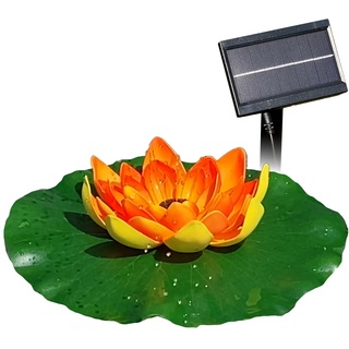 Solar Teichpumpen-Set Gartenbrunnen Lotus-Blume mit Akku Solarbrunnen Teichpumpe Wasserspiel für Garten und TEICH SPRINGBRUNNEN (Orange)