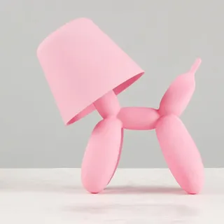LOGT LED Nachtlicht Kreative Ballon Hund Tischlampe mit Touch Steuerung Dimmbar Nachttischlampe Akku Tischleuchte USB Kabellose Innen und Außen Deko Kinderlampe 1200mAh für Schlafzimmer,Rosa