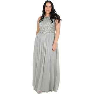 Maya Deluxe Damen Abendkleid Pailletten Cocktailkleid Tüllkleid Kleid Nackenband Elegant Für Hochzeit Brautjungfernkleid Bridesmaid Dress, Green Lily, 34 EU