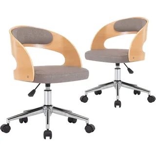 vidaXL Esszimmerstuhl Drehbar Taupe Stoff 2er Set