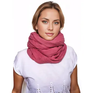 Scandi Linen Musselin Loop Schal Damen, Schlauchschal, Schlauchschal Damen, Musselin Schal Damen, Loop Schal Damen Sommer Leicht, Loop Schal (Mauve)