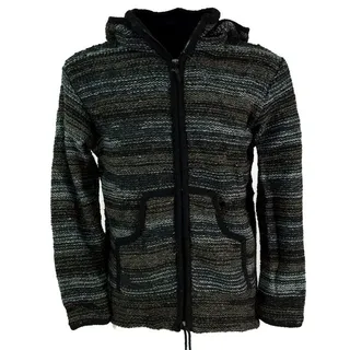 Guru-Shop Strickjacke Unisex Strickjacke, Wolljacke, Nepaljacke Batik.. alternative Bekleidung schwarz S