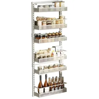 Speisekammer-Organizer, 6-Etagen Tür Hängeorganizer, Türregal zum Einhängen Metall, Ohne Bohren Tür Gewürzregal, Türorganizer für Speisekammer, Schlafzimmer, Badezimmer, Wohnzimmer 44x16x126cm Weiß