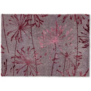 Schöner Wohnen Kollektion Fußmatte innen - Schmutzfangmatte 50 x 70 cm Pusteblume grau-Rose - rutschfeste Sauberlaufmatte - Fussmatte Haustür - Türmatte waschbar bei 30°C