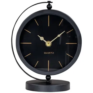 Levandeo® Tischuhr Tischuhr H20cm Schwarz Gold Metall Vintage Retro Metalluhr Analog