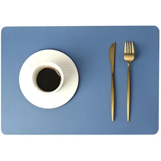 Tischset PVC Abwaschbar, 6er-Set Abwischbar, rechteckig, hitzebeständig Platzsets, Küchen-Tischsets für Esstisch, 43x30cm, Blau