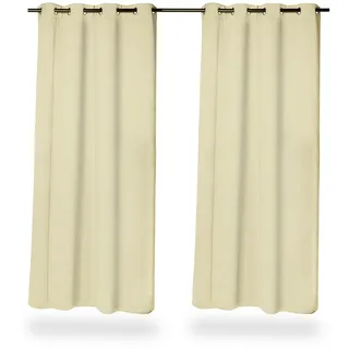 Relaxdays Vorhang Ösen 135 x 245 cm Beige 2 St.