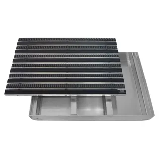 Emco Eingangsmatte DIPLOMAT + Bodenwanne 75mm Aluminium, Gummi Schwarz + Bürsten Grau,Größe:100x50cm - Schwarz