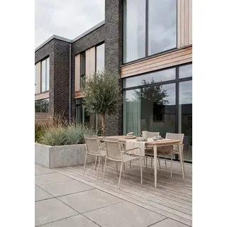 Cinas Gartenstuhl Mood (1 St), Garten, Aluminium, Stapelbar, Teak, Skandinavisch, Balkon, Terasse braun