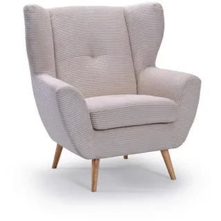 Stylife Ohrensessel, Creme, Holz, Eiche, vollmassiv, 90x102x90 cm, Stoffauswahl, Wohnzimmer, Sessel, Ohrensessel