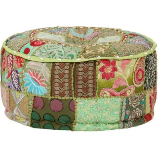 vidaXL Sitzpouf Handgefertigt Grün Sitzhocker Sitzkissen Sitzpuff Hocker Pouf