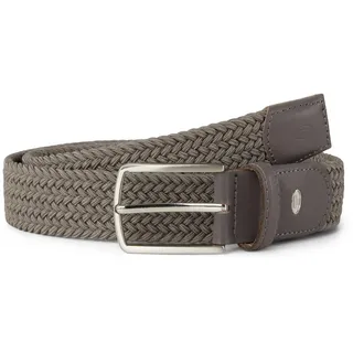 TOM TAILOR Herren TTALEX elastischer Flechtgürtel mit eckiger Dornschließe, grau, Logo Print, Gr. 80