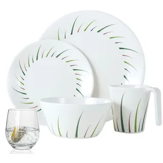 Moritz Geschirr-Set Camping Geschirr 4 Personen Amboss 16 Teilig + 4 Tiamo Wassergläser