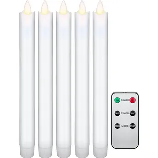 goobay LED-Echtwachs-Stabkerzen inkl. Fernbedienung 5 St. weiß
