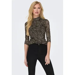 ONLY Langarmshirt ONLERICA LIFE MESH L/S TOP JRS NOOS Kunstfaser mit Stretch, regular fit beige L (40)