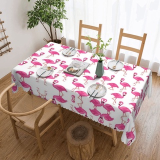 DMORJ Pink Flamingo Tischdecke, waschbar, quadratisch, Spitze: >> 137,2 x 182,9 cm, perfekt für Buffet-Tische, Partys, Urlaubsessen usw