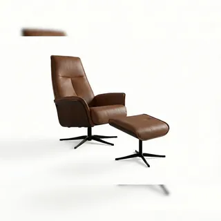 KAWOLA Relaxsessel FERREIRA Leder 78 x 106 x 78 cm braun mit Hocker