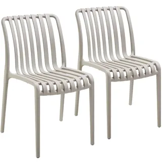 Tectake tectake® Gartenstühle Alcudia, wetterfest, stapelbar, 2er Set taupe