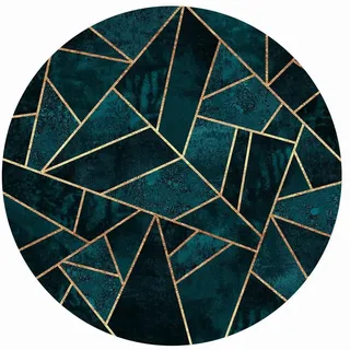 Bilderdepot24 Teppich Vinyl Wohnzimmer Schlafzimmer Flur Küche Muster Abstrakt, rund - türkis glatt, nass wischbar (Küche, Tierhaare) - Saugroboter & Bodenheizung geeignet grün 140 cm x 140 cm