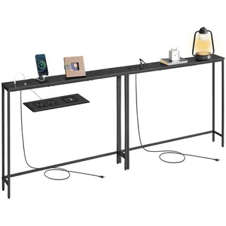 VASAGLE Konsolentisch schmaler Sofatisch (2-St), 100 x 15 x 80 cm, für Flur, Wohnzimmer, einfache Montage, Flurtisch schwarz 100 cm x 80 cm x 15 cm
