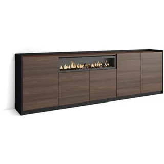 SKRAUT HOME Sideboard 260 x 80 x 37 cm Dunkler Eiche / Schwarz