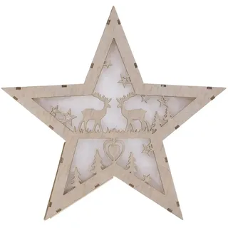 LED-Deko-Stern aus Holz Weihnachtsstern Adventsstern Weihnachtsschmuck Holzstern
