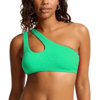 Seafolly Damen Bandeau One Shoulder Top Badeanzug Bikini, Sea Dive Jade, 38 - 38