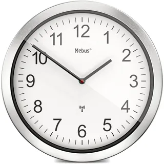 XXL Funkwanduhr, extra-groß, große Wanduhr, Funk-Uhrwerk, lautlos, kein Sekundenzeiger, weißes Zifferblatt, 45 cm Durchmesser