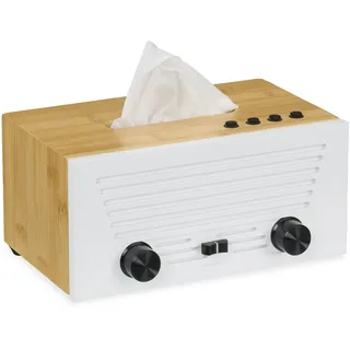 Relaxdays Kosmetiktücherbox Tücherbox Weiß/Hellbraun/Schwarz