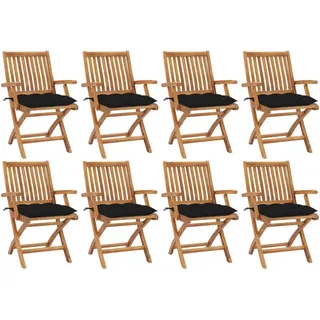 vidaXL Klappbare Gartenstühle mit Kissen 8 St. schwarz