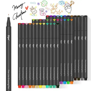 Sipa 36 farbige Fineliner-Stifte für Tagebücher, Zeichenplaner, Malbücher, Notizkalender, Sammelalbum, Bullet Journal, Schule, Kunstbedarf für Erwachsene