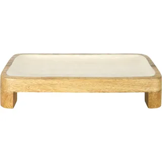 HOME DECO FACTORY, KA0654, Präsentationstablett aus Mangoholz, Elegantes und trendiges Design, ideal für Brot und Obst, Größe 30 cm, Farbe Braun Beige