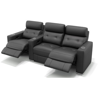 Leder Kino 3 Sitzer Couch MATERA Relaxsofa in Rindsleder - schwarz