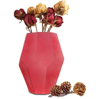 Sendez XXL Blumenvase 4,8 L Sofia Vase Tischvase Glasvase Dekovase Blumentopf Pflanztopf (Rot)