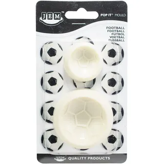 PME 1102EP009 Jem Pop It - Motivform Fußball zum dekorieren von Torten, Sortiment 2 - Große und kleine Größen, Kunststoff, Ivory, 6 x 2 x 6 cm