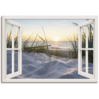 Wandbild ARTLAND "Ostseestrand durchs Fenster", beige (farbe bild(er): naturfarben), B:130cm H:90cm, Bilder, als Alubild, Leinwandbild, Poster, Wandaufkleber in verschied. Größen