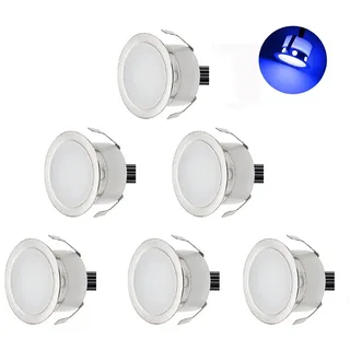 CHNXU 6er Set LED Einbaustrahler Blau Bodeneinbaustrahler 12V Ø30mm Deckenspots 0,6W 9LM Terrassenbeleuchtung Außen IP67 Wasserdichte LED Bodenleuchten Treppen Beleuchtung